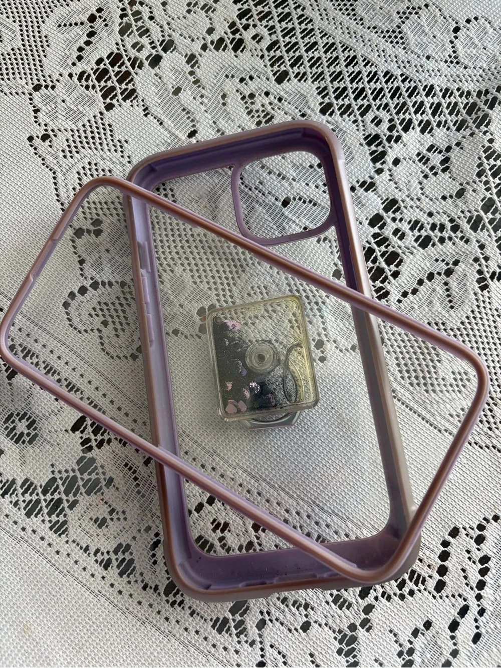 Clear Phone Case with Lavender Bumper and Ring Holder